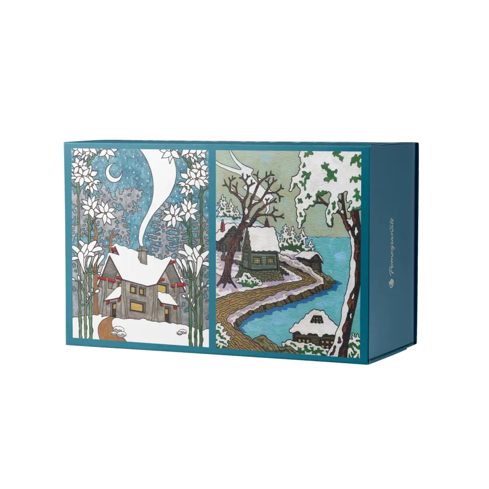 Pomegranate CJ Hurley Snowy Cabins puslespil 120 brikker vinter