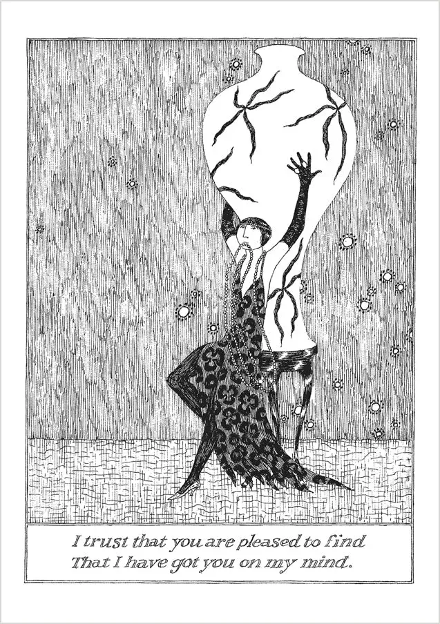 Pomegranate Edward Gorey I Trust That You Are Pleased brevkort