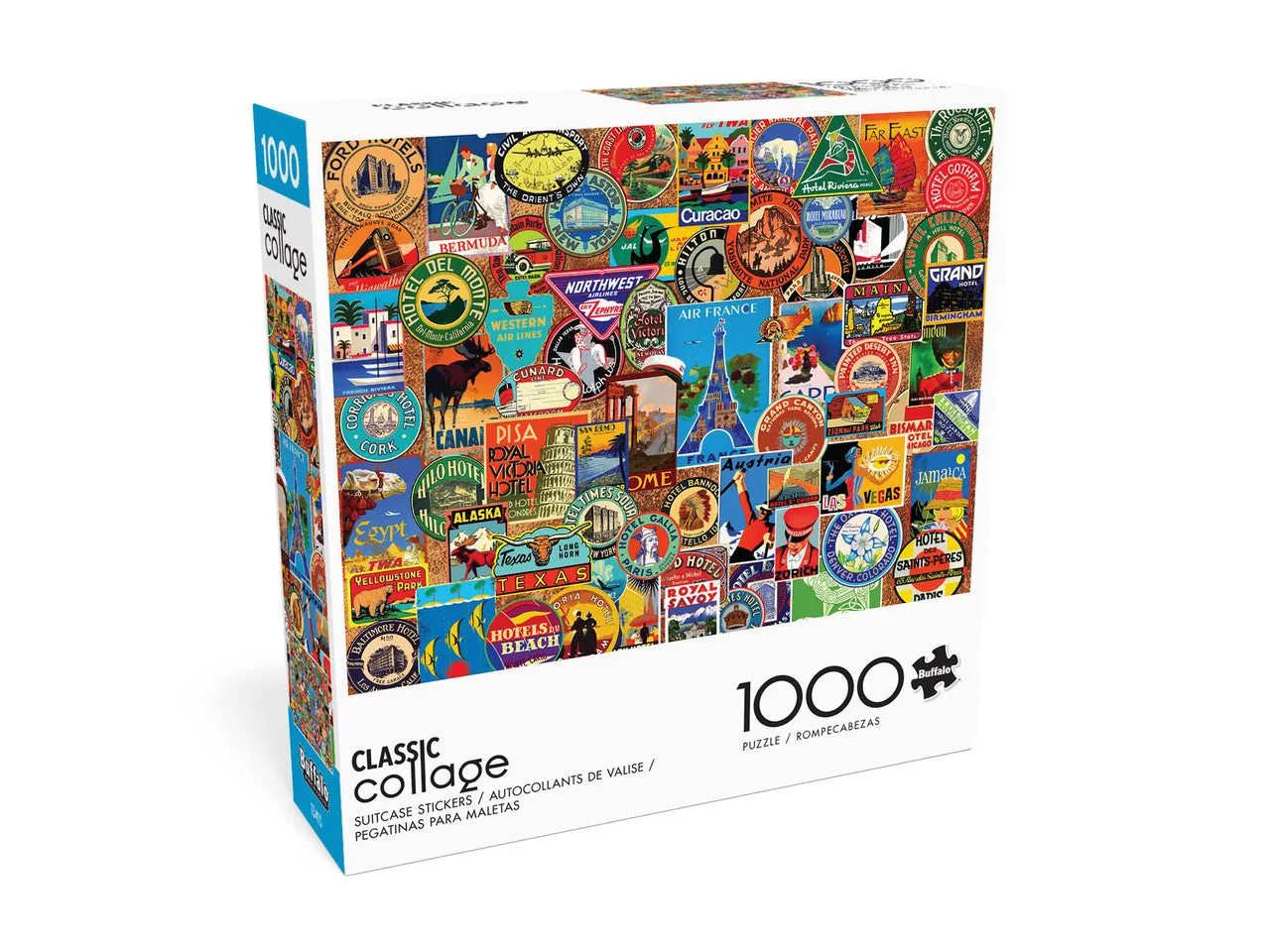 Buffalo Games Classic Collage Suitcase Stickers puslespil 1000 brikker