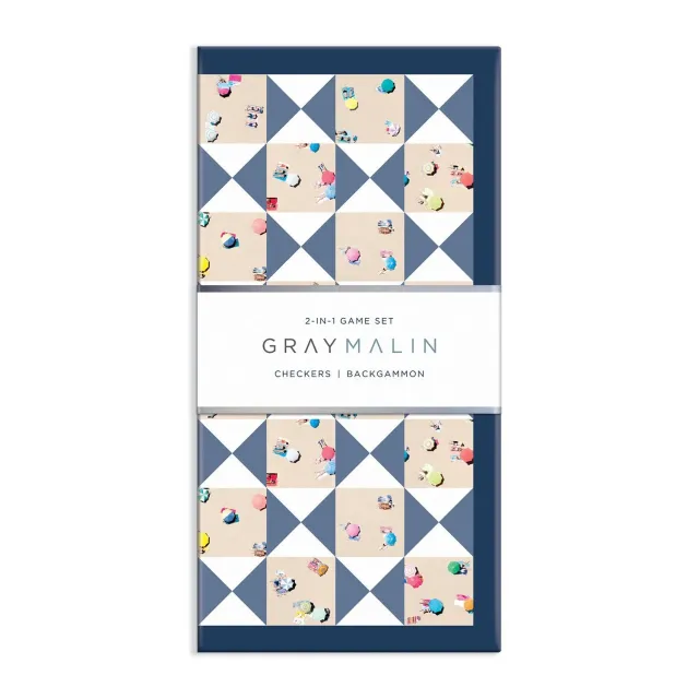 Gray Malin 2-i-1 spilsæt backgammon dam strand