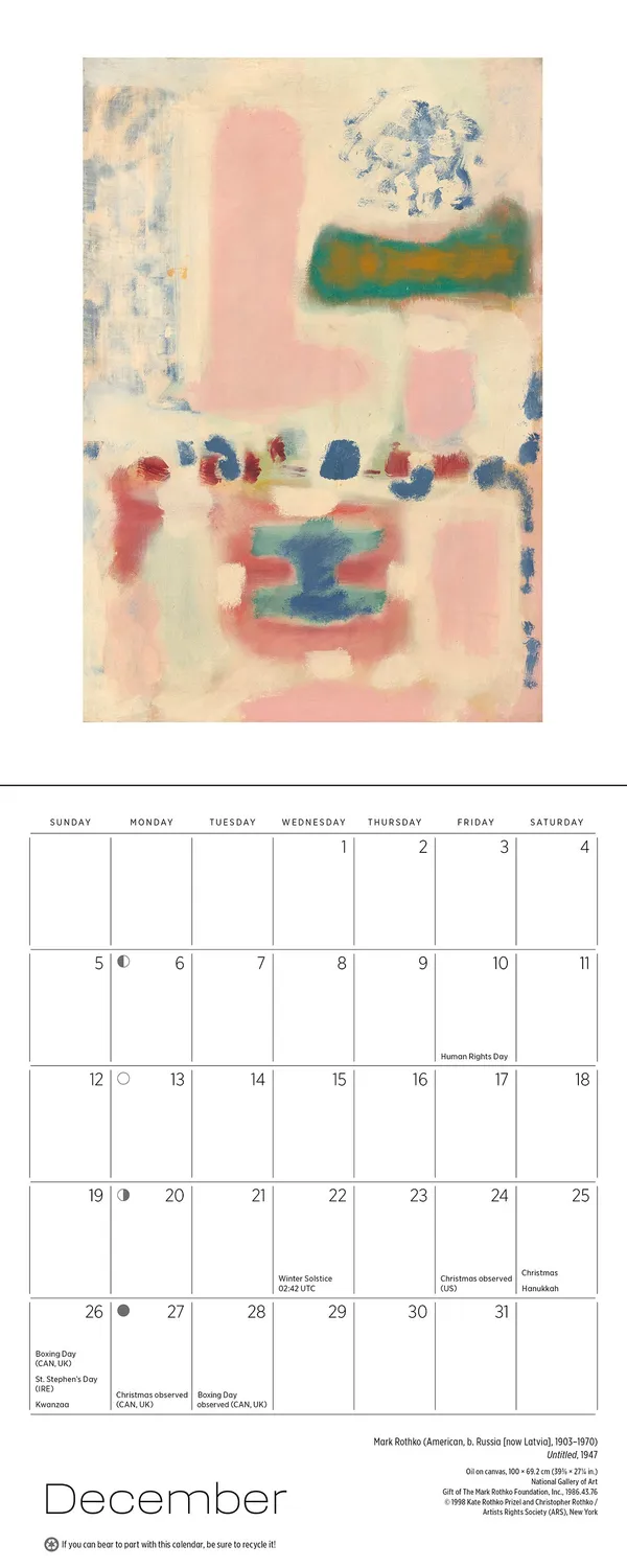 Pomegranate Rothko 2027 mini vægkalender
