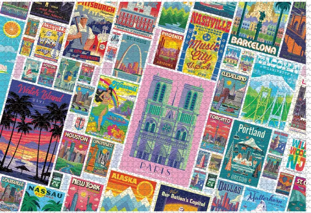 Buffalo Games Vintage Posters puslespil 2000 brikker retro