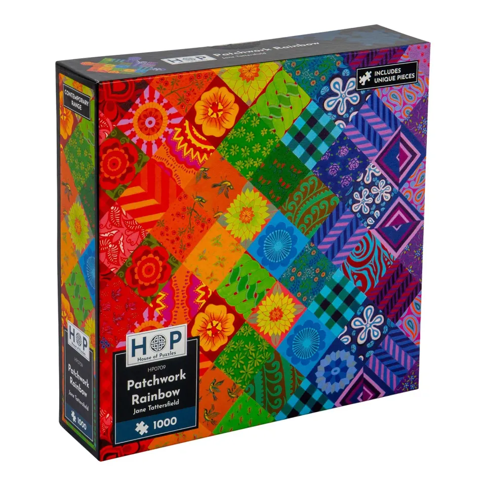 House of Puzzles Patchwork Rainbow puslespil 1000 brikker farver
