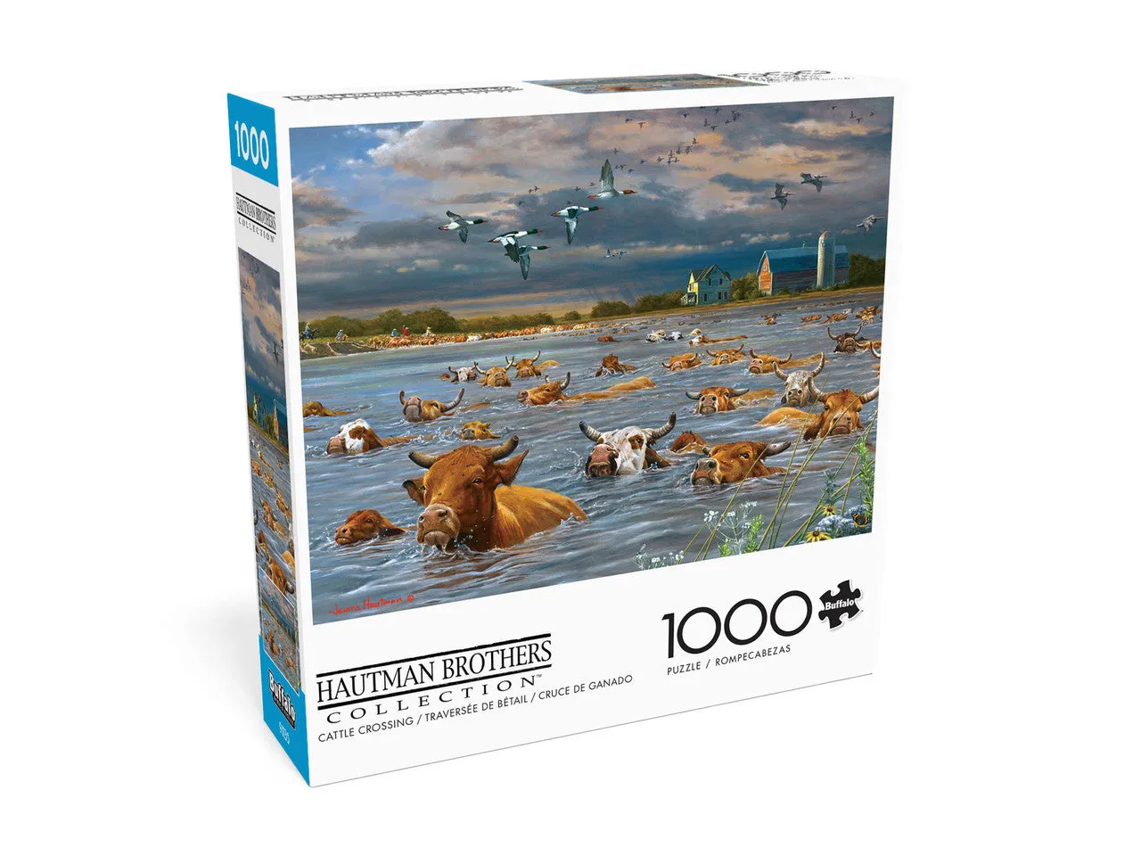Buffalo Games Hautman Cattle Crossing puslespil 1000 brikker køer