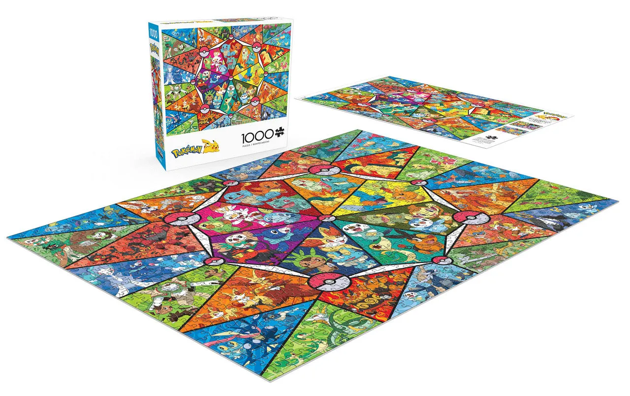Buffalo Games Pokemon Stained Glass Starters puslespil 1000 brikker