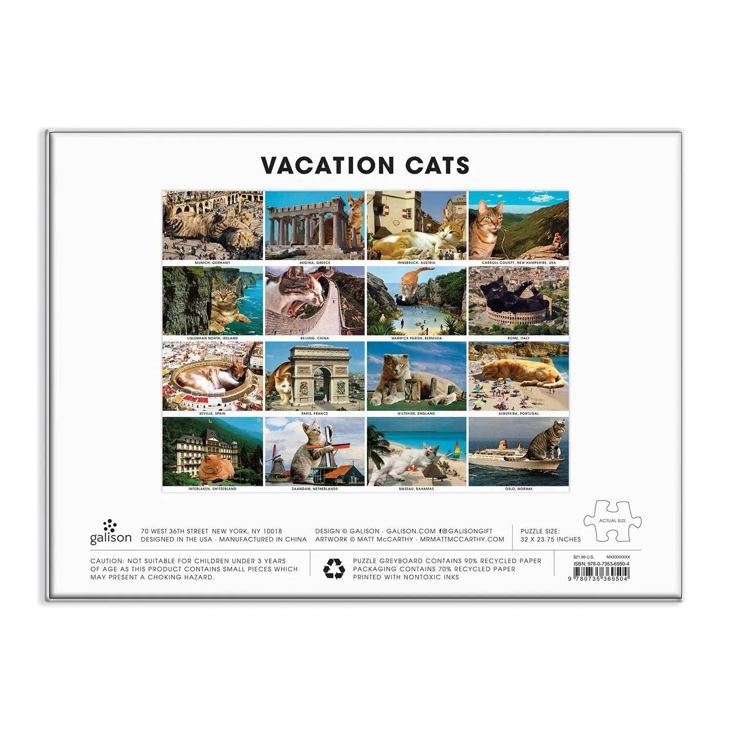 Galison Vacation Cats puslespil 1500 brikker katte