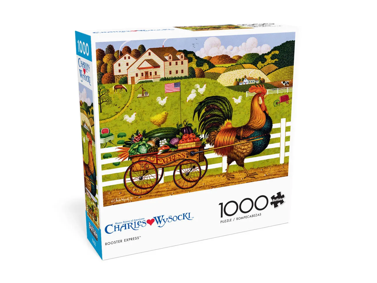 Buffalo Games Wysocki Rooster Express puslespil 1000 brikker gård