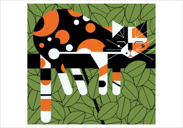 Pomegranate Charley Harper Limp on a Limb brevkort kat