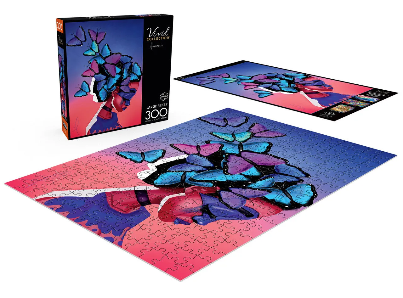 Buffalo Games Vivid Mariposas puslespil 300 store brikker