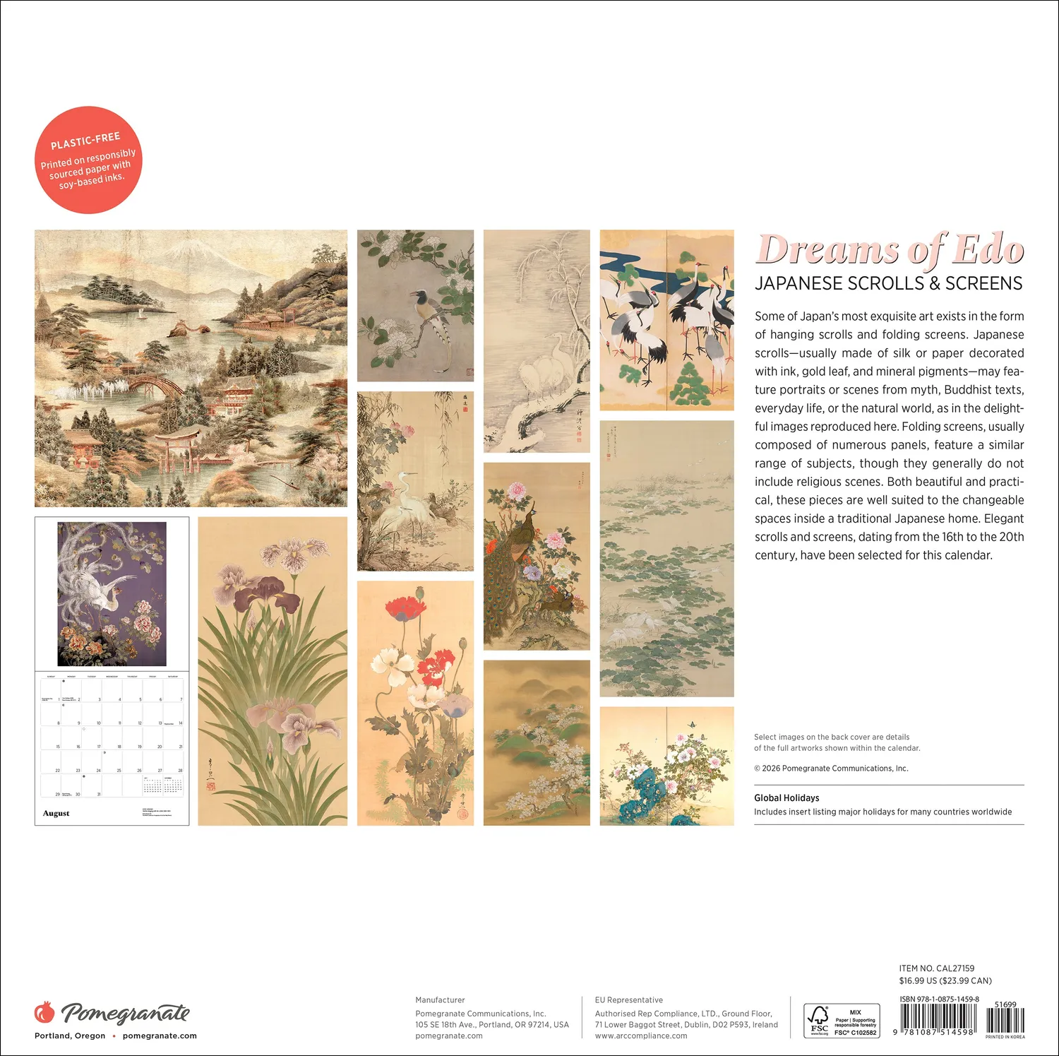Pomegranate Dreams of Edo vægkalender 2027 japansk kunst