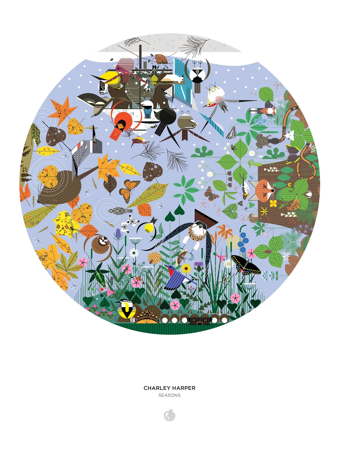 Pomegranate Charley Harper Seasons puslespil 1000 rund