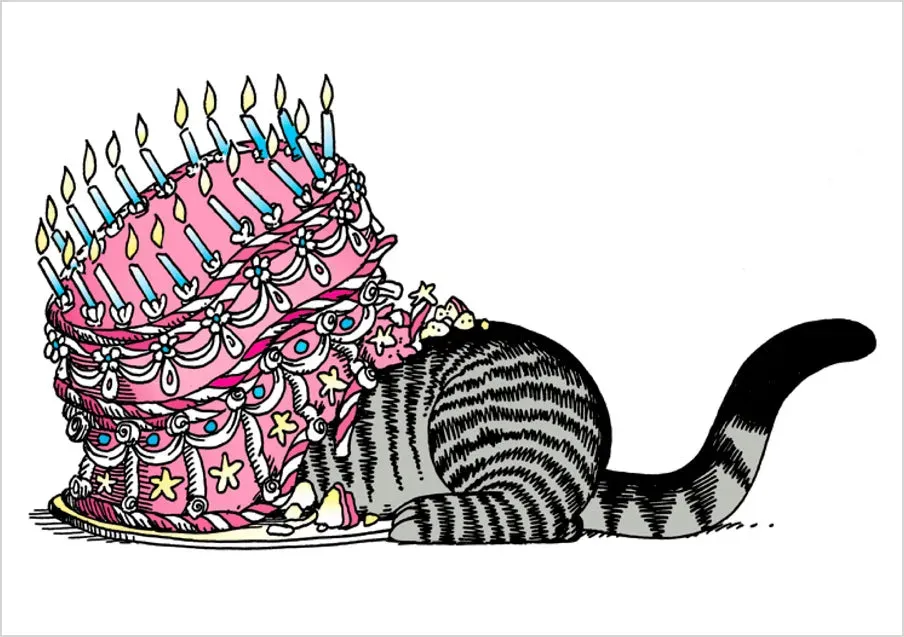 Pomegranate B. Kliban Cat Undercaking fødselsdagskort kat