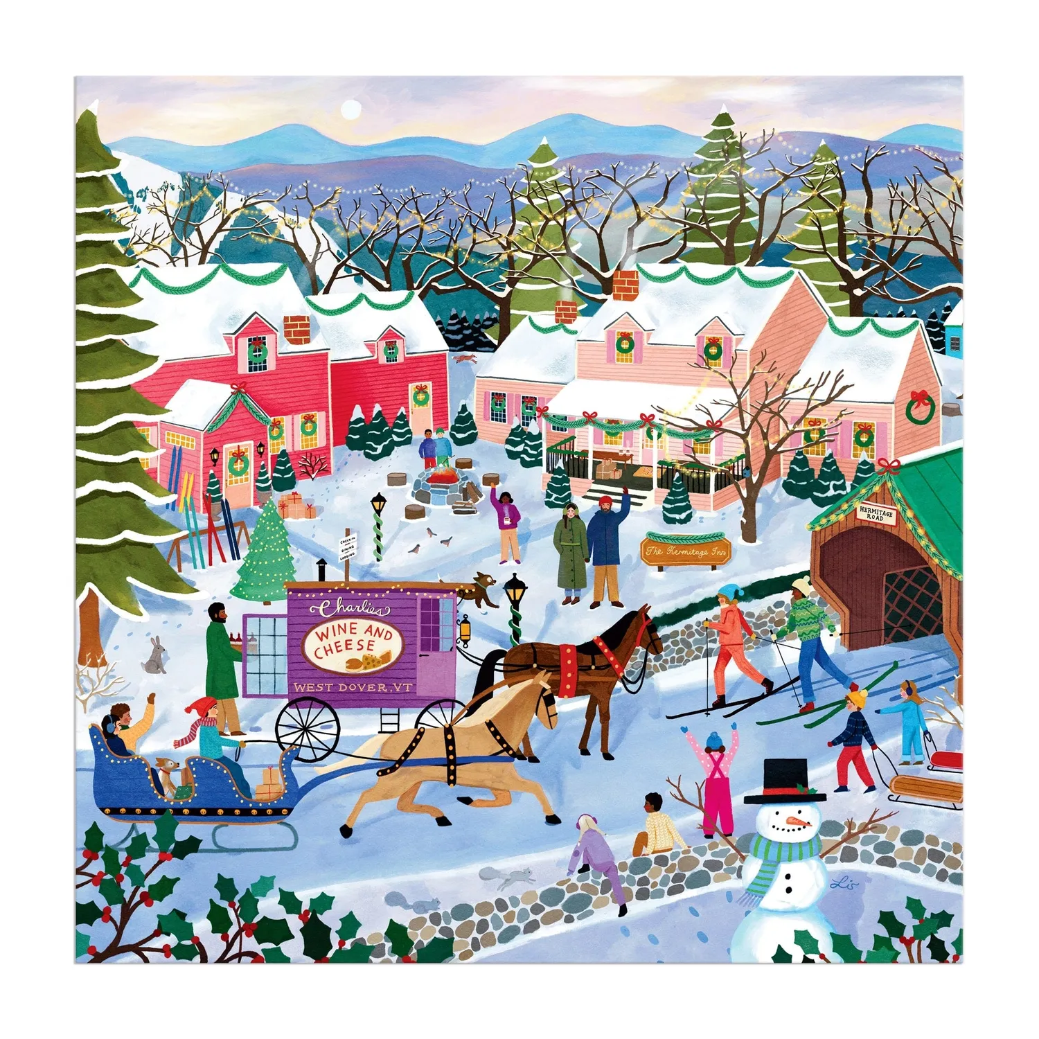 Galison Little Winter Town puslespil 300 brikker store