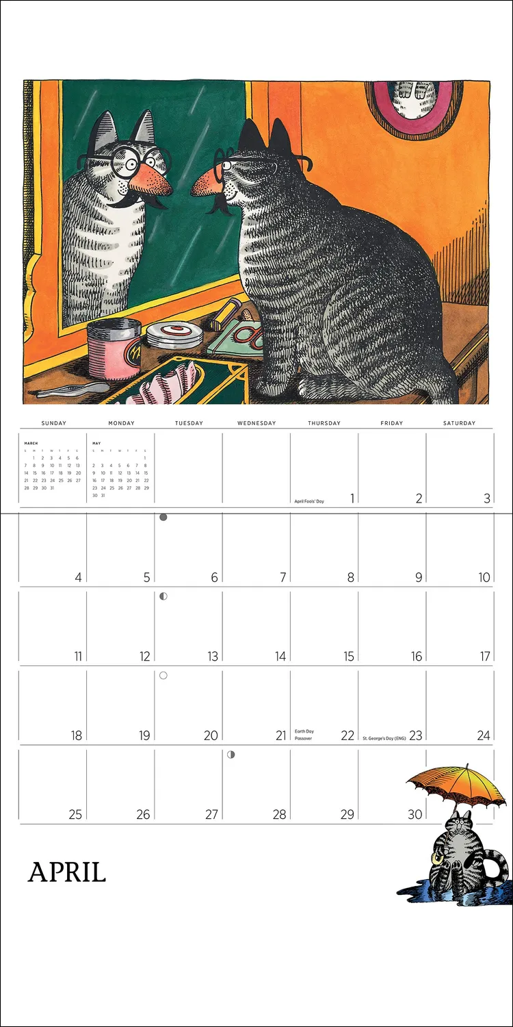 Pomegranate B. Kliban vægkalender 2027 kattehumor