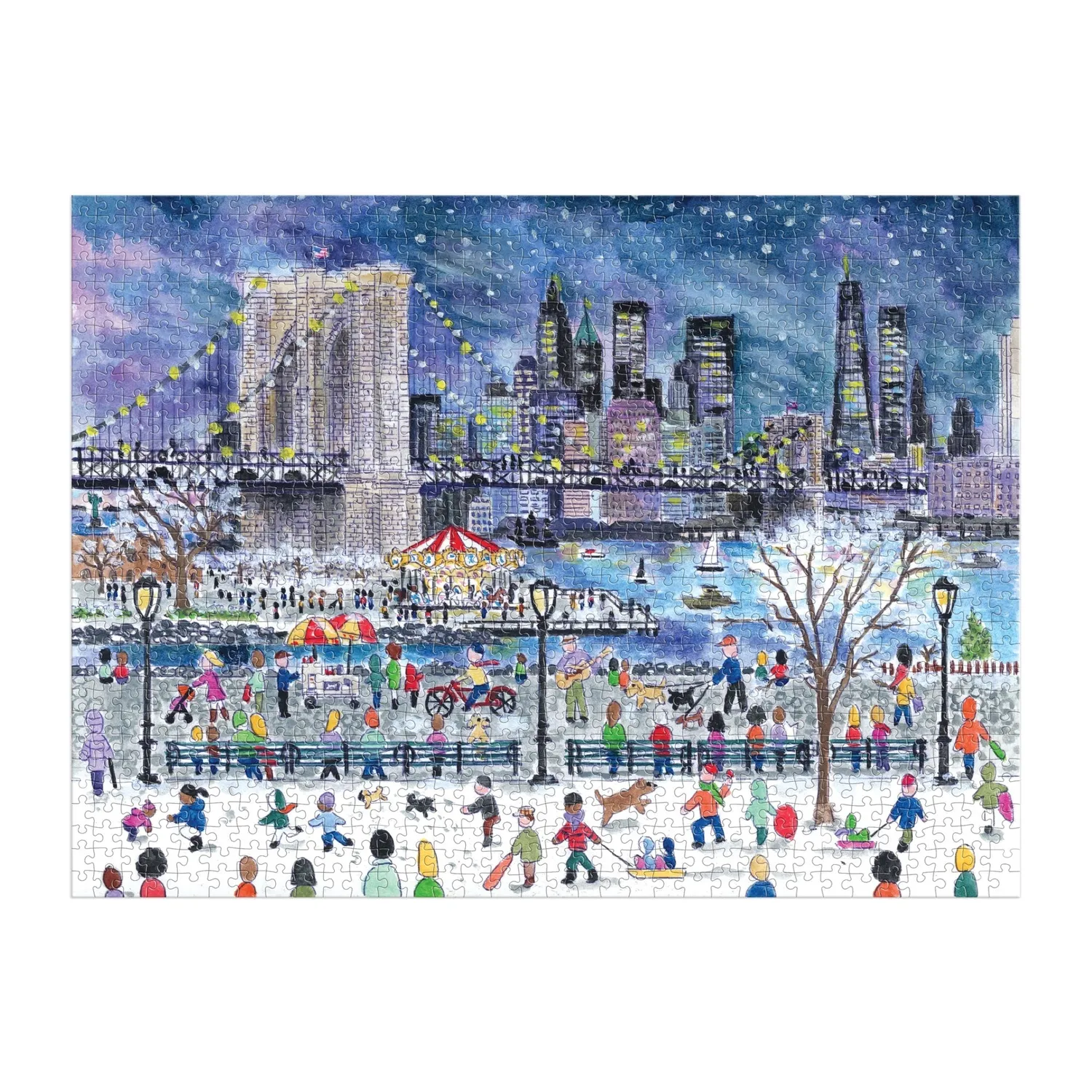 Good Puzzle Co. Michael Storrings Snowfall Over New York City puslespil 1000 brikker sne