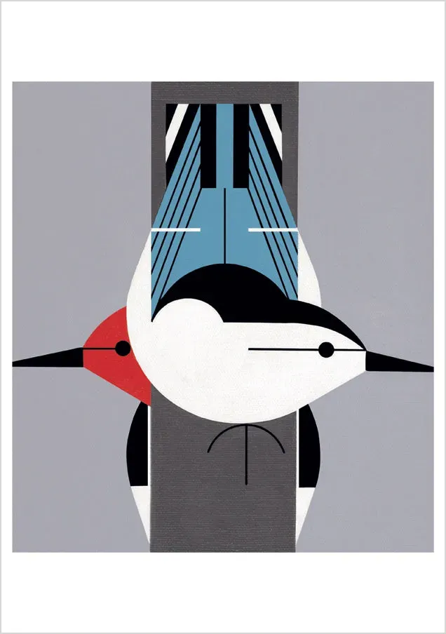 Pomegranate Charley Harper Upside Downside kort enkelt fugl