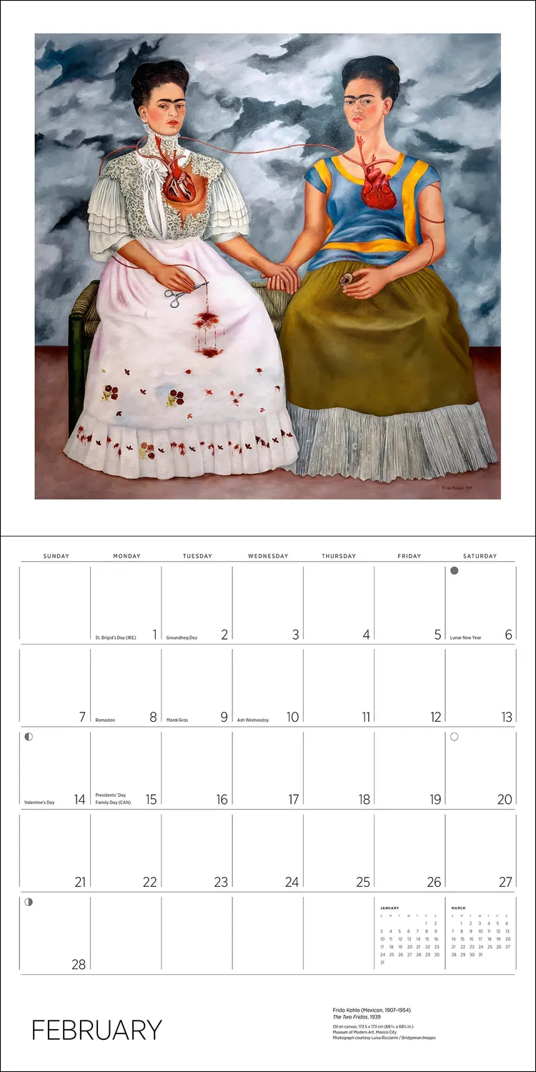 Pomegranate Frida Kahlo 2027 vægkalender kunst 12 måneder