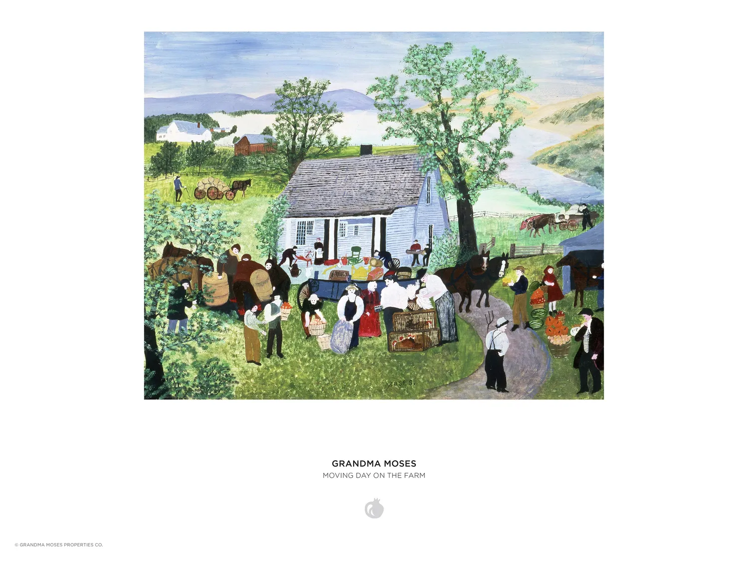 Pomegranate Grandma Moses Moving Day puslespil 1000 brikker gård