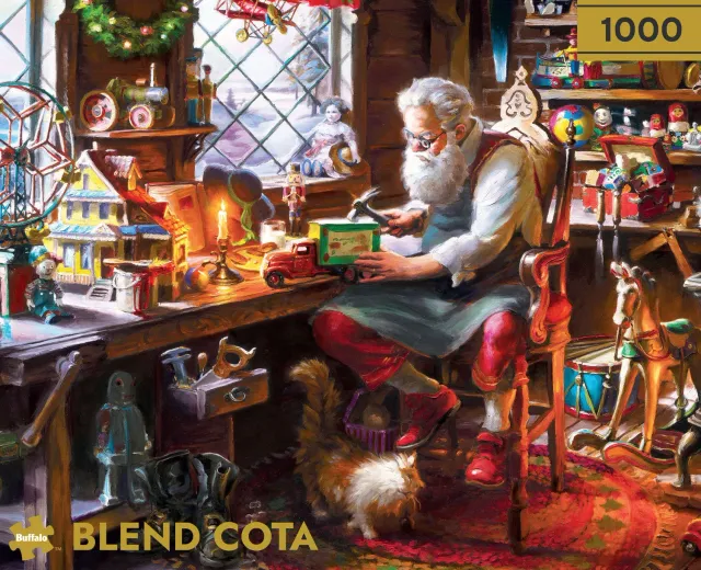 Buffalo Games Gold Santa in His Workshop puslespil 1000 brikker jul