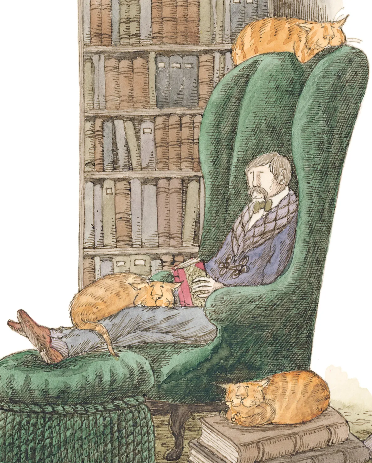 Pomegranate Edward Gorey Bibliophile with Cats bogmærke