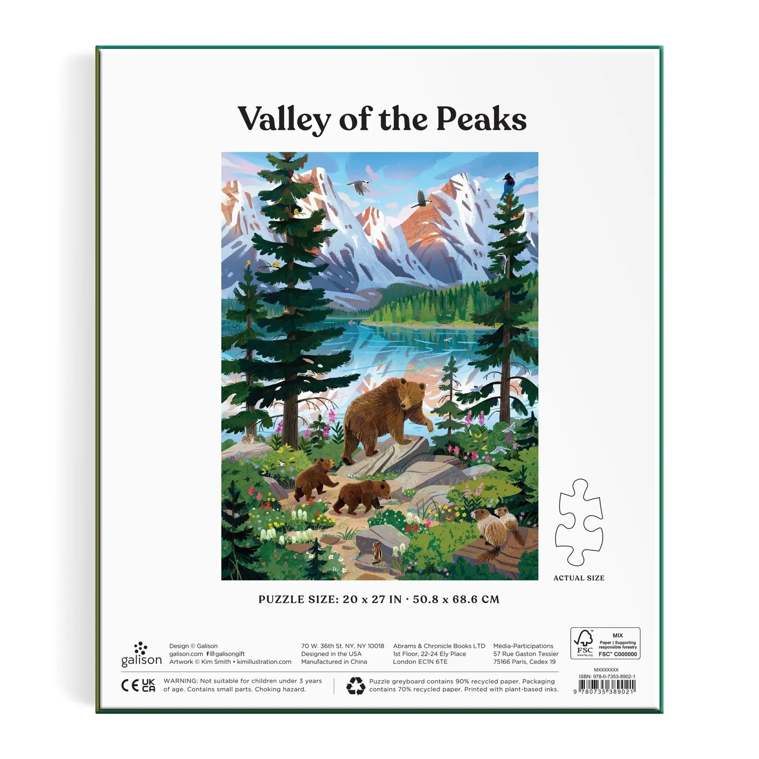 Good Puzzle Co. Valley of the Peaks puslespil 1000 brikker bjergsø