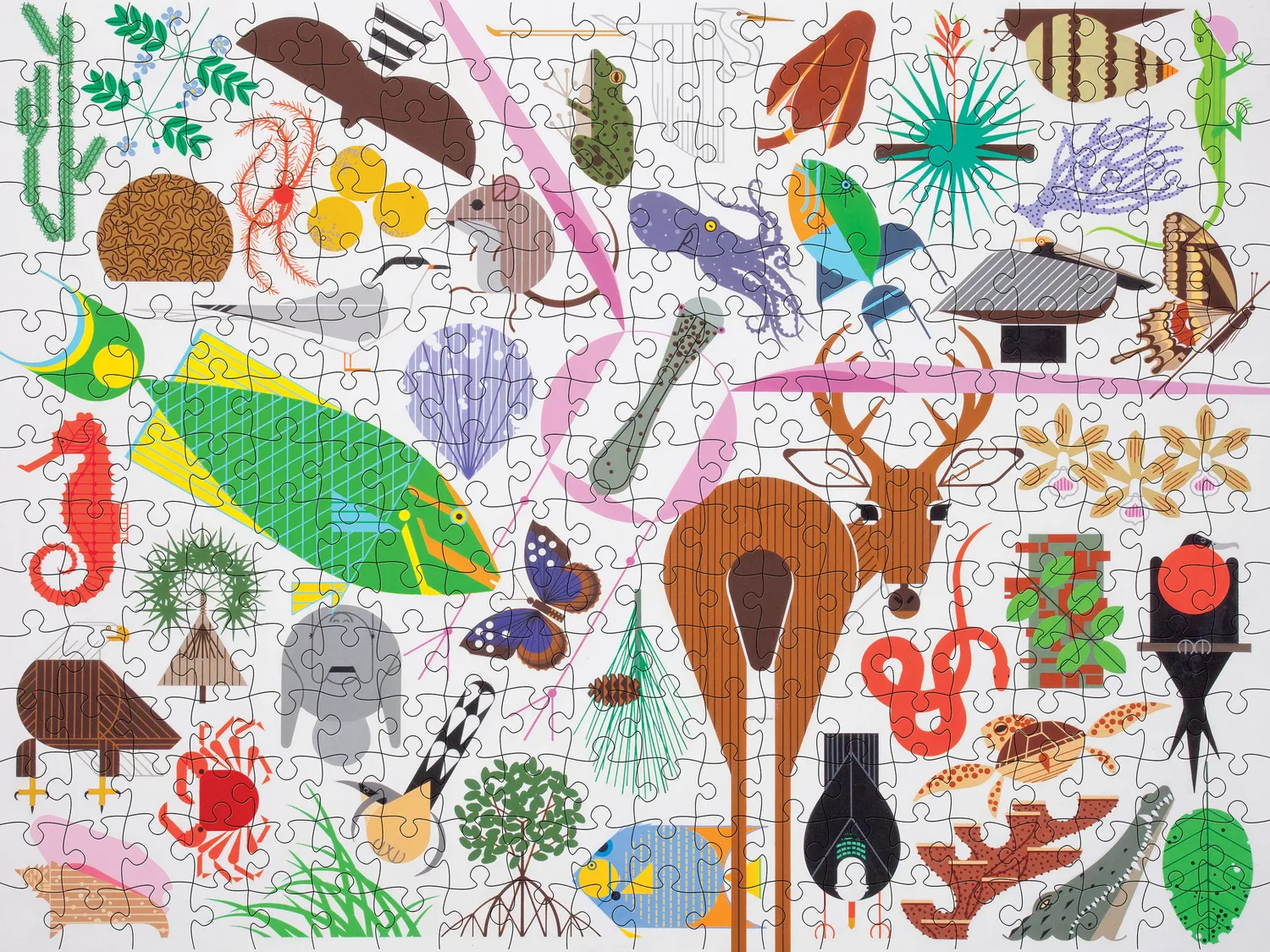 Pomegranate Charley Harper Wildlife Wonders puslespil 500 dyr