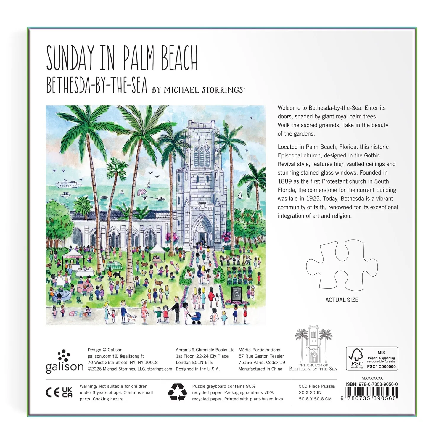 Good Puzzle Co. Michael Storrings Sunday in Palm Beach puslespil 500 brikker kirke