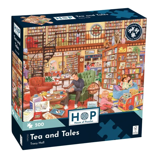House of Puzzles Tea and Tales 500 puslespil bibliotek