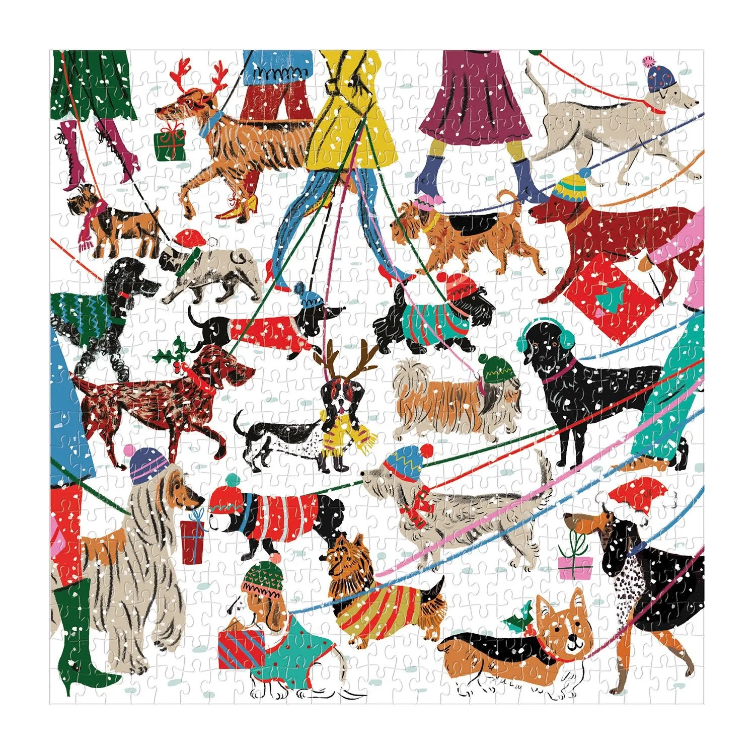 Galison Louise Cunningham Winter Dogs puslespil 500 brikker jul