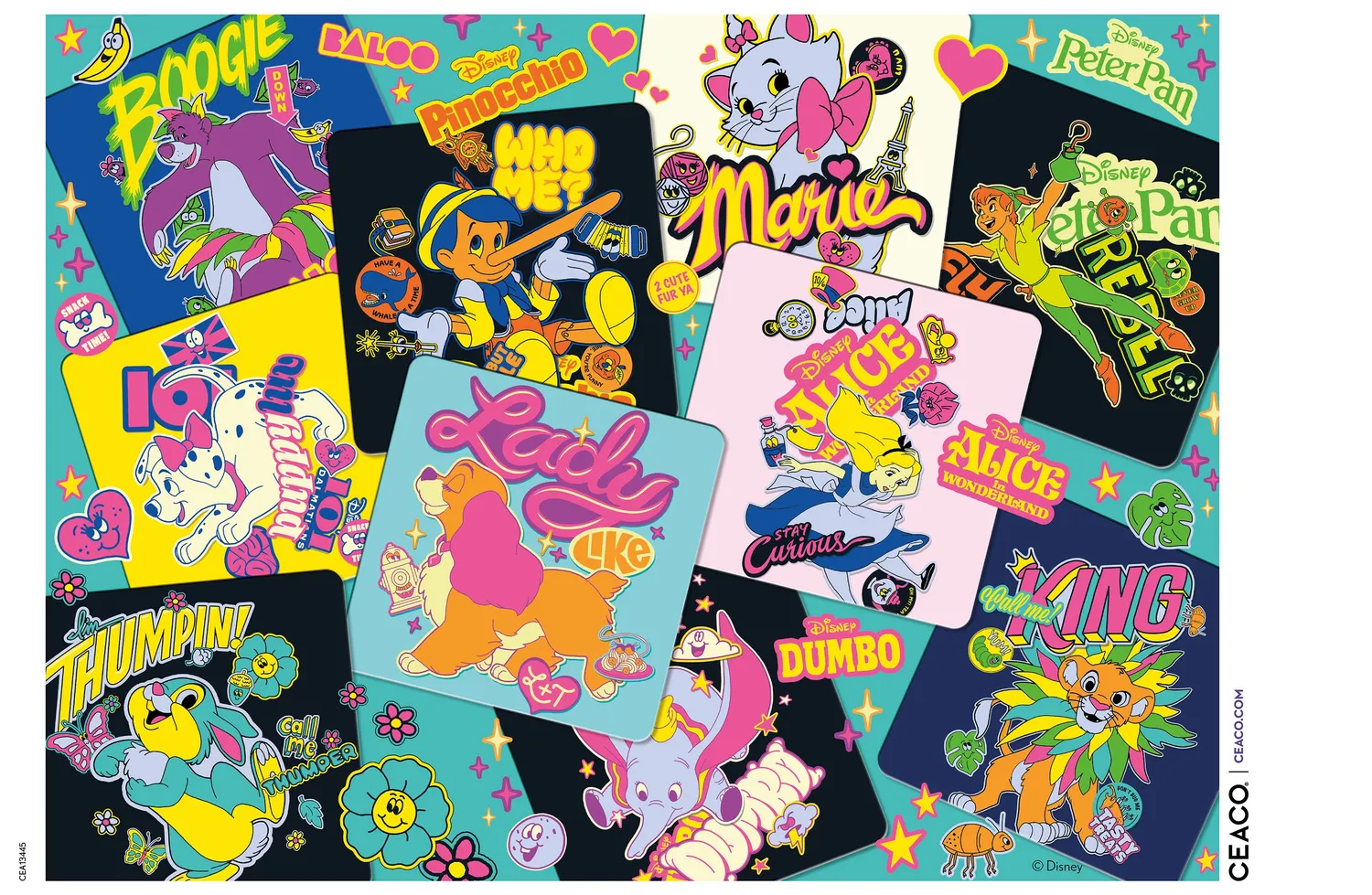 Ceaco Disney Sticker Collage puslespil 1000 brikker retro