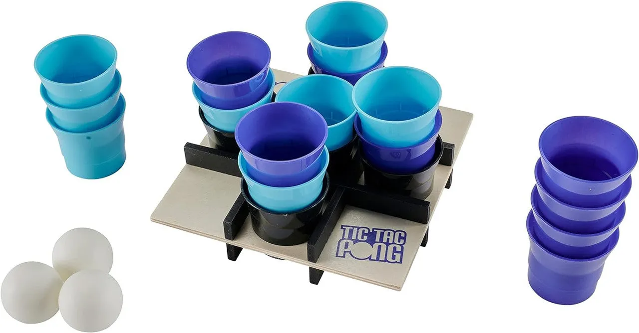 Buffalo Games Tic Tac Pong spil 3D kryds og bolle med kopper