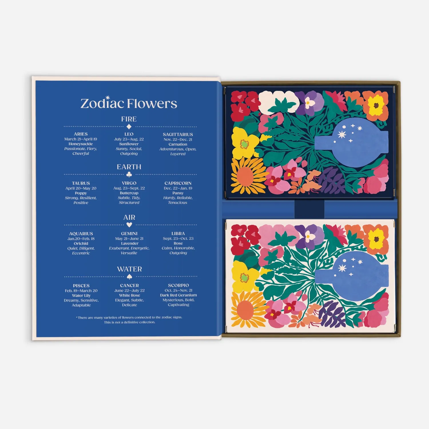 Galison Zodiac Flowers spillekort 2 sæt stjernetegn