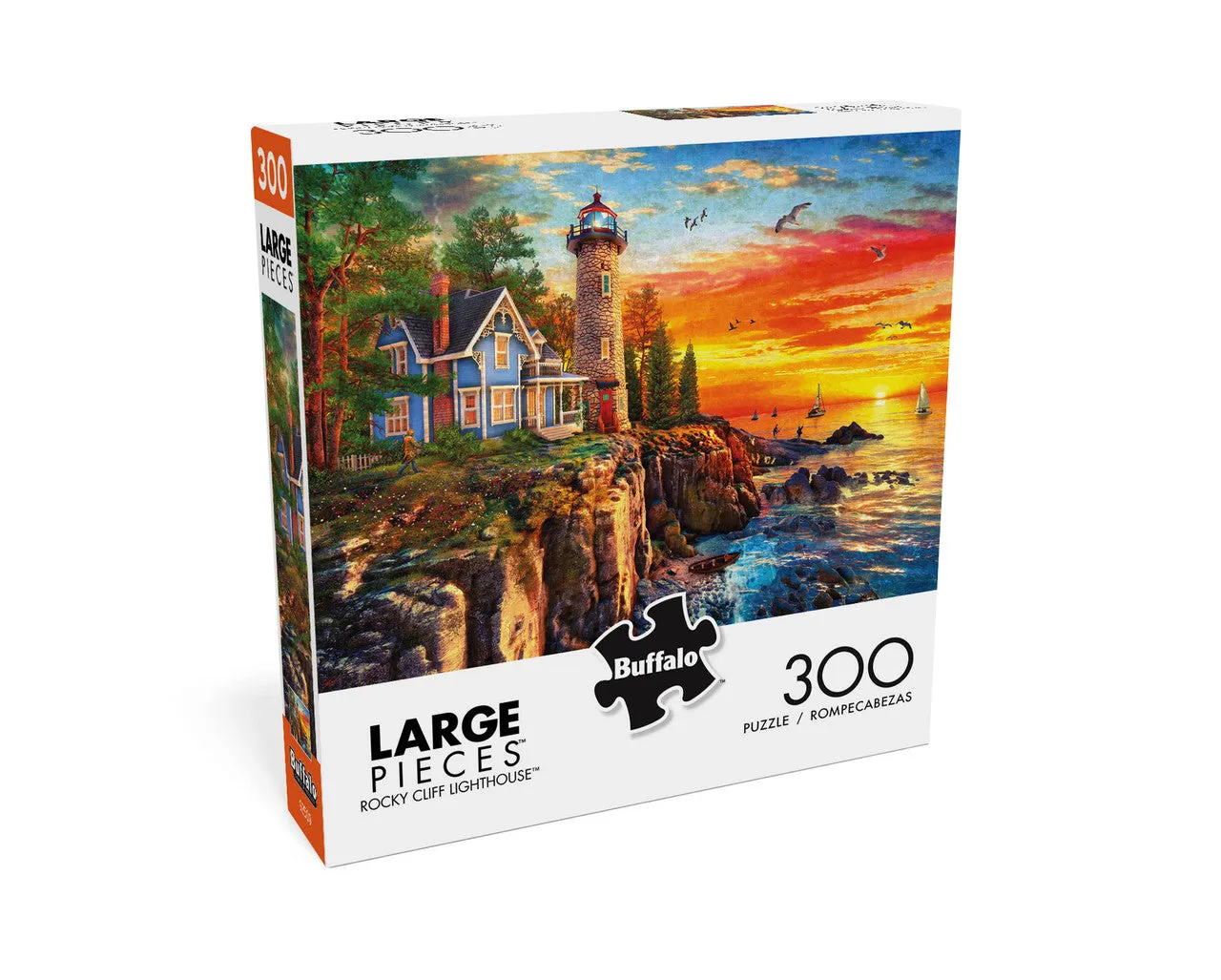 Buffalo Games Rocky Cliff Lighthouse puslespil 300 store brikker
