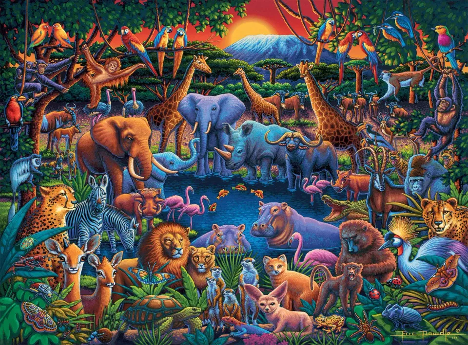 Buffalo Games Eric Dowdle Wild Africa puslespil 1000 brikker savanne