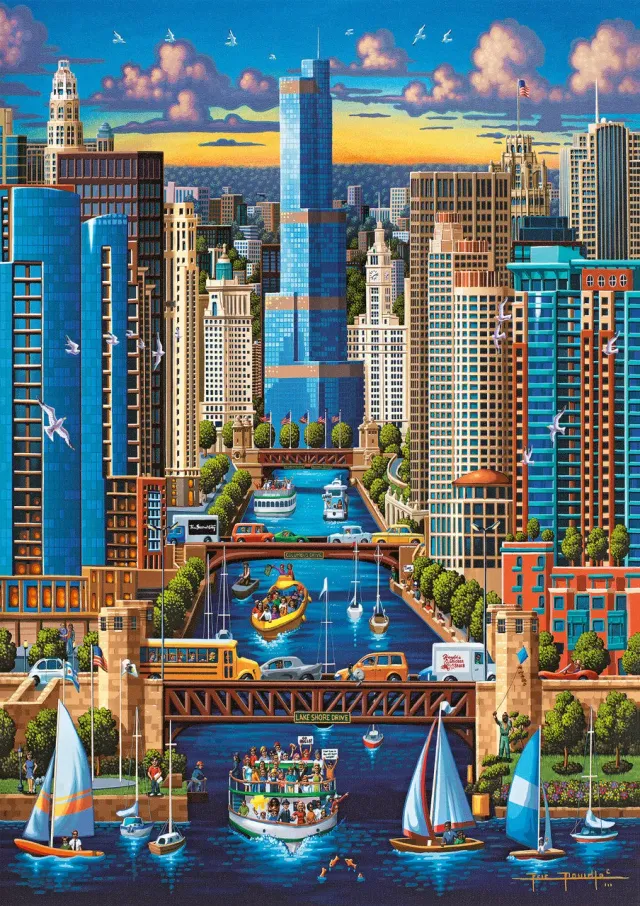 Buffalo Games Eric Dowdle Chicago Windy City puslespil 300 brikker bymotiv