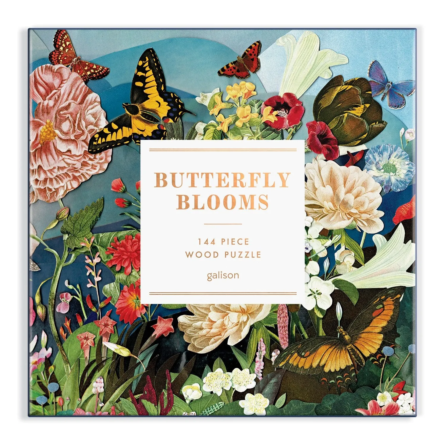 Galison Butterfly Blooms puslespil 144 brikker træ sommerfugle
