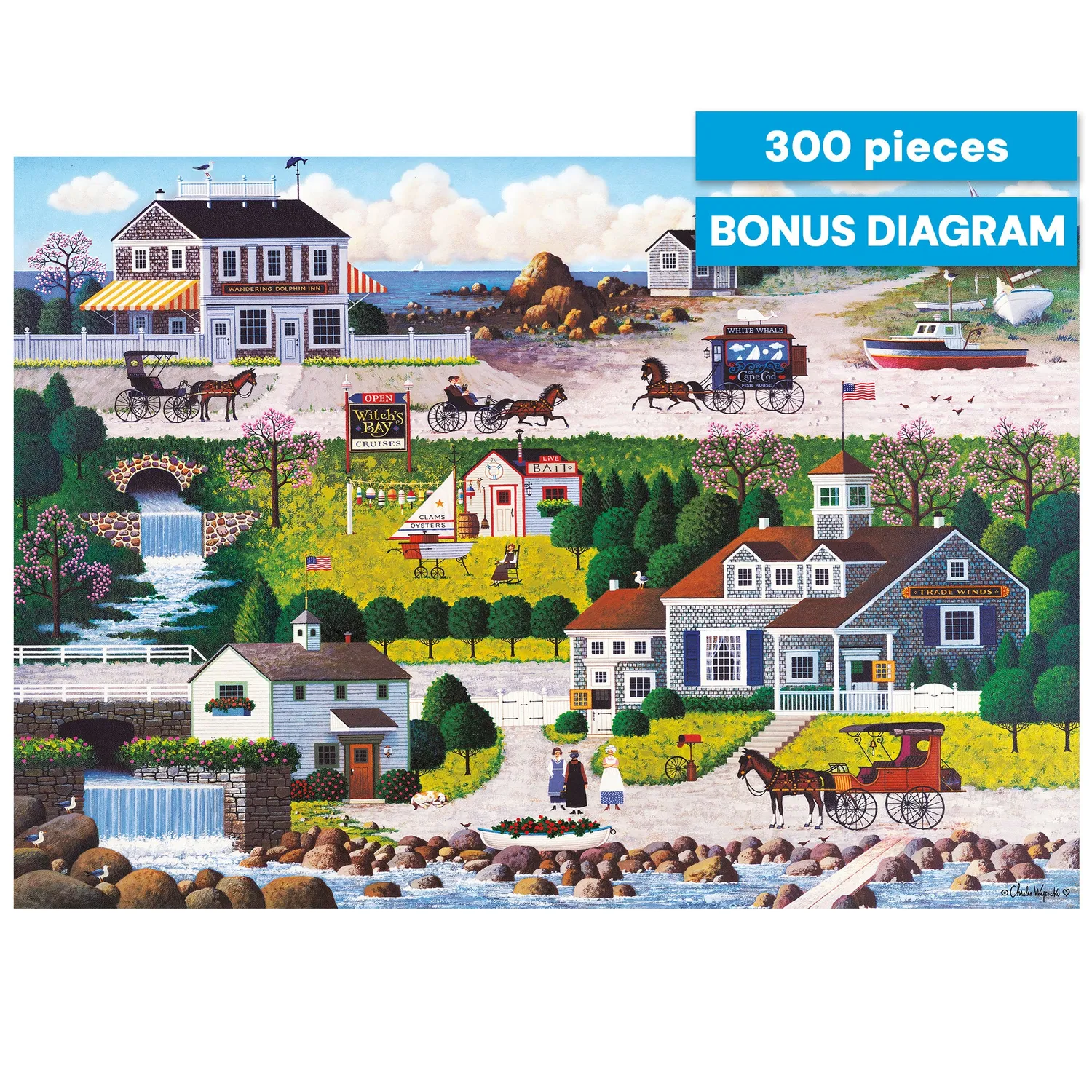 Buffalo Games Charles Wysocki Cricket Hawk Harbor puslespil 300 store brikker