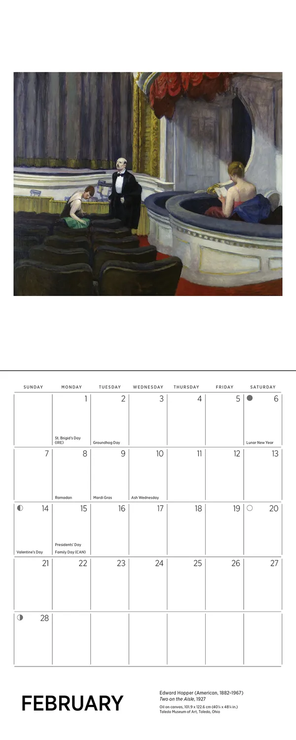 Edward Hopper 2027 mini vægkalender kystlandskaber