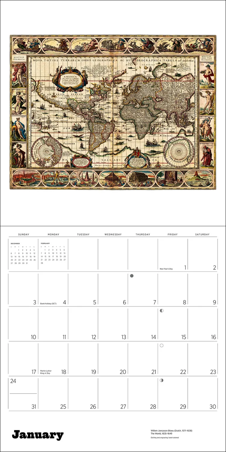 Pomegranate Antique Maps 2027 vægkalender historiske kort