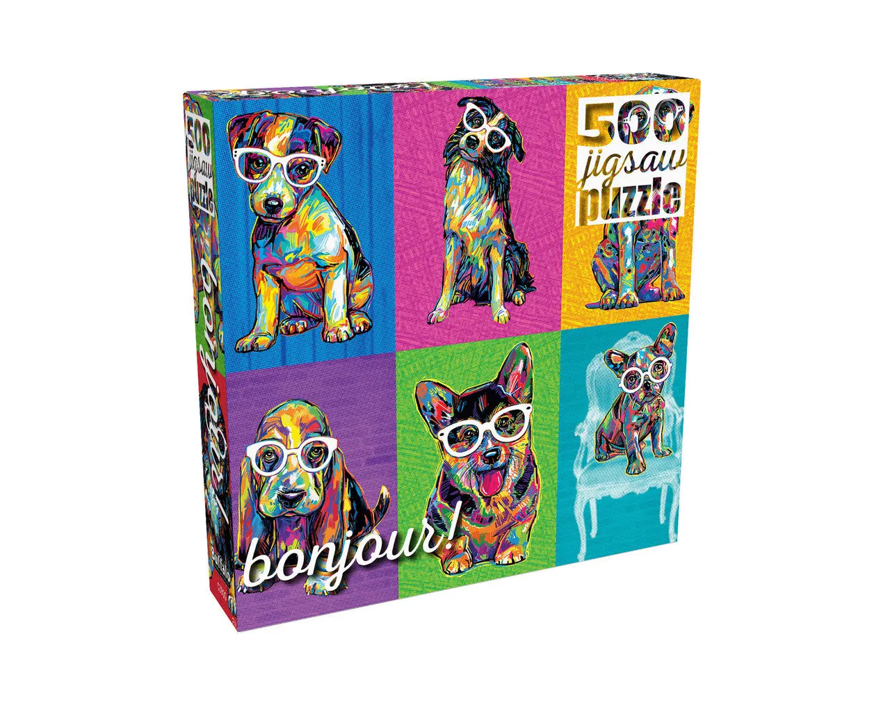 Buffalo Games Bonjour Colorblock Dogs puslespil 500 brikker hunde