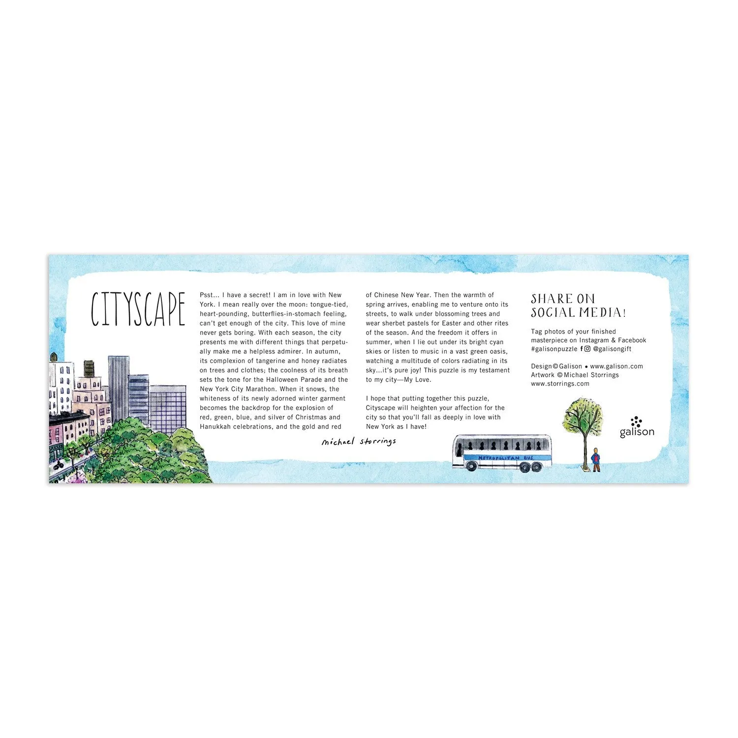 Galison Michael Storrings Cityscape panoramapuslespil 1000 brikker