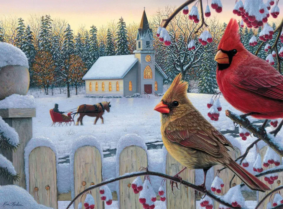 Buffalo Games Kim Norlien White Crimson Morning puslespil 1000 brikker