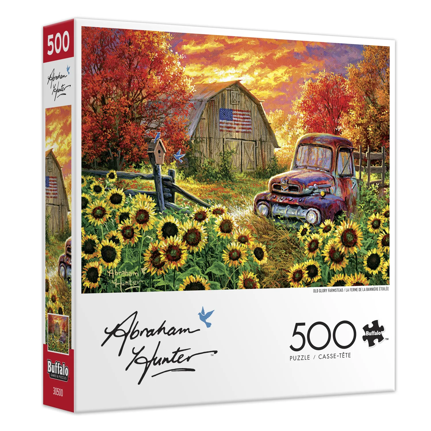 Buffalo Games Abraham Hunter Old Glory Farmstead puslespil 500 brikker gård