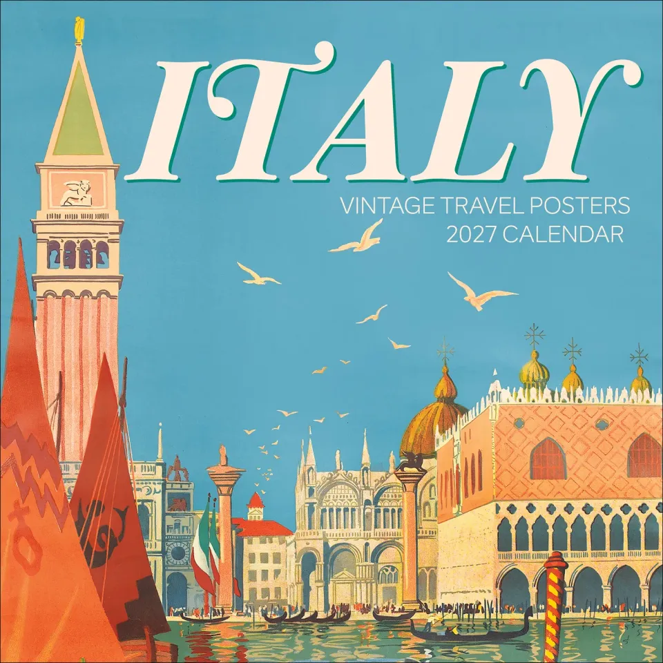 Pomegranate Italy Vintage Travel Posters 2027 vægkalender