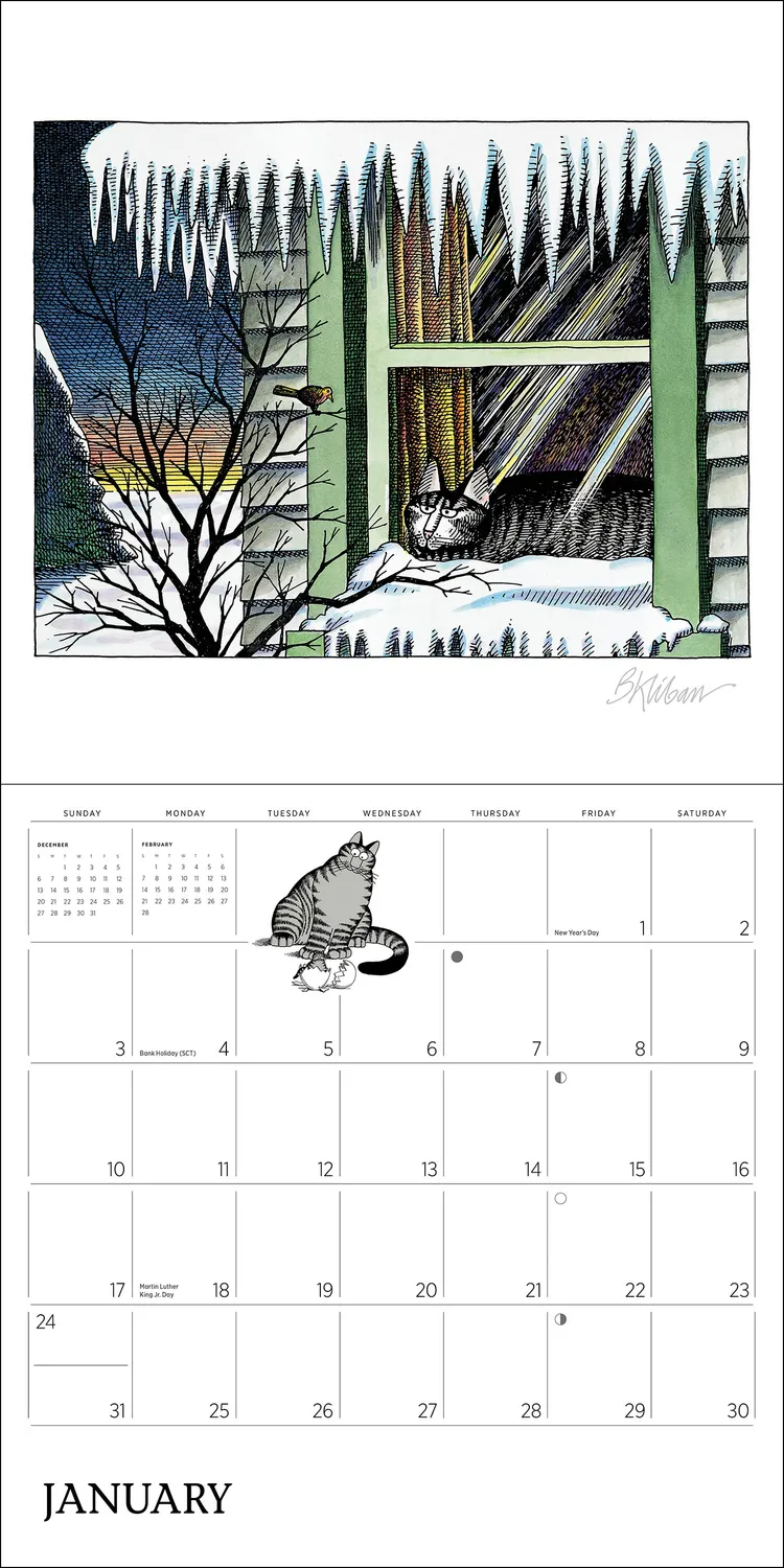 Pomegranate B. Kliban vægkalender 2027 kattehumor