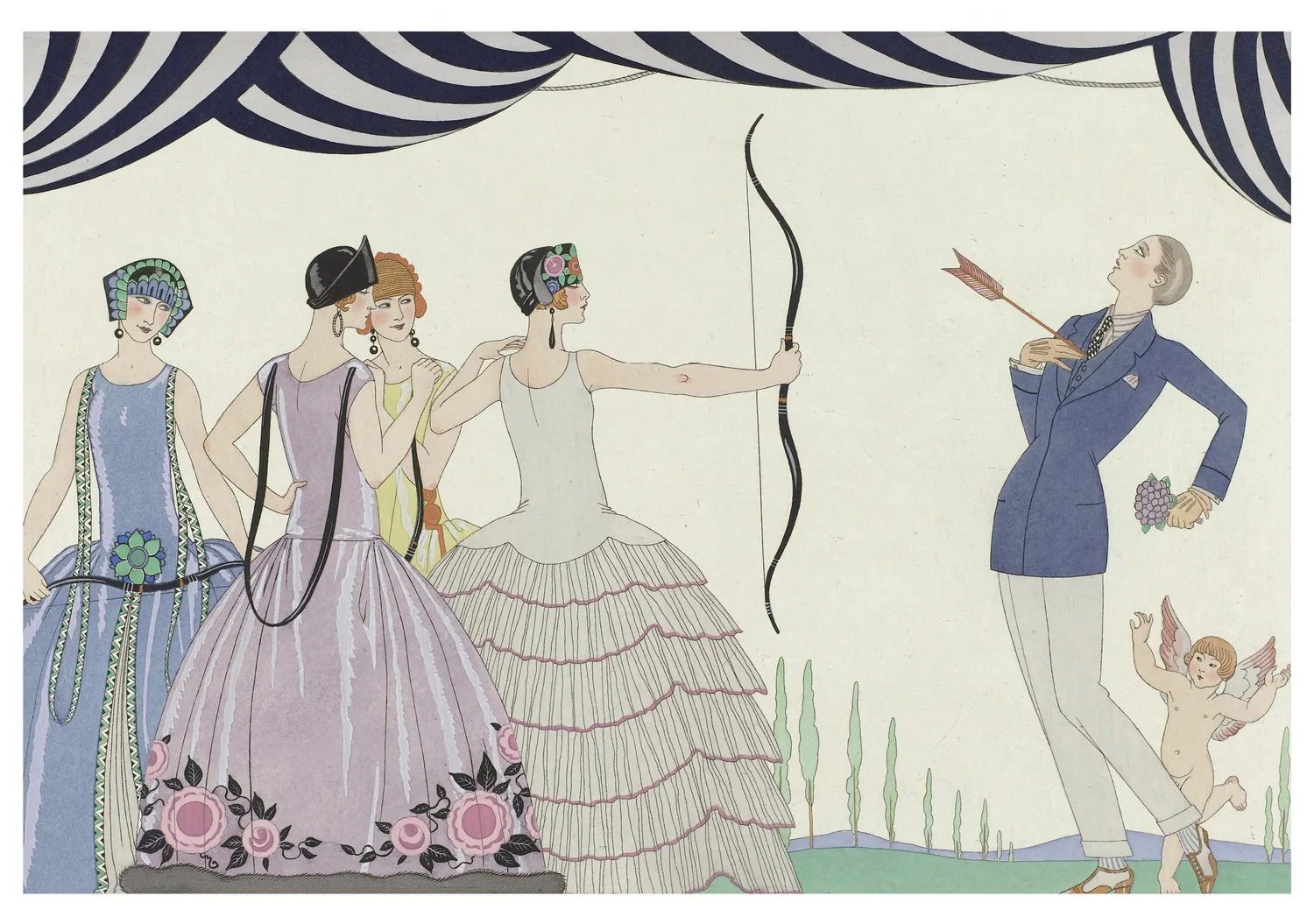 Pomegranate George Barbier kortæske art deco sæt humør