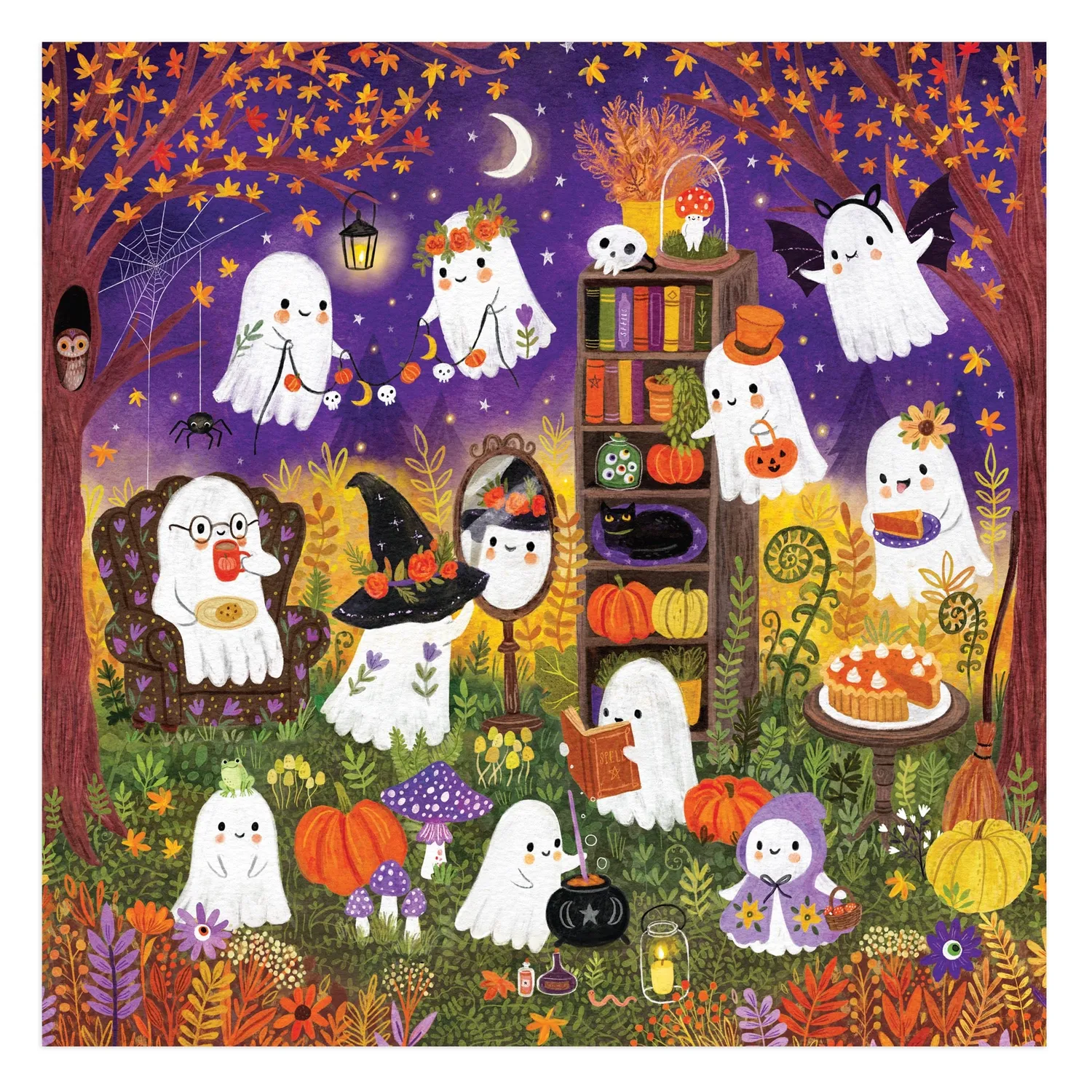 Mudpuppy Ghostly Gathering puslespil 500 brikker halloween