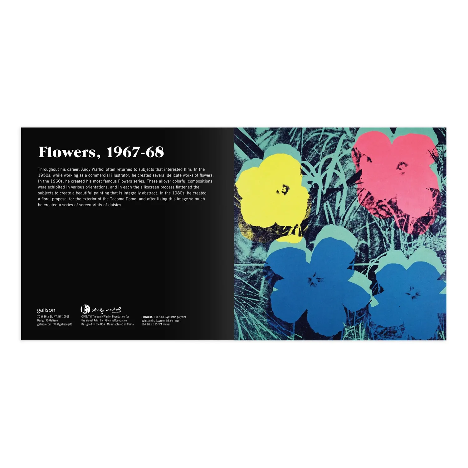 Galison Andy Warhol Flowers træpuslespil 16 brikker 2-i-1