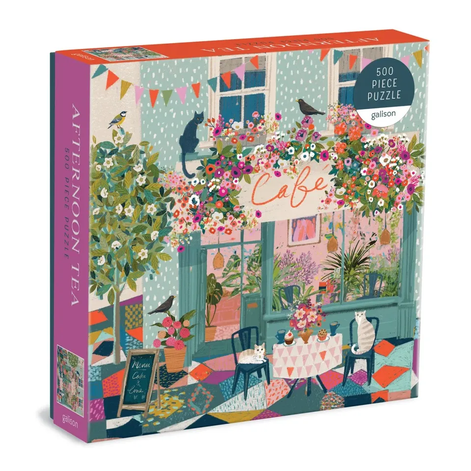 Galison Afternoon Tea 500 puslespil café med katte
