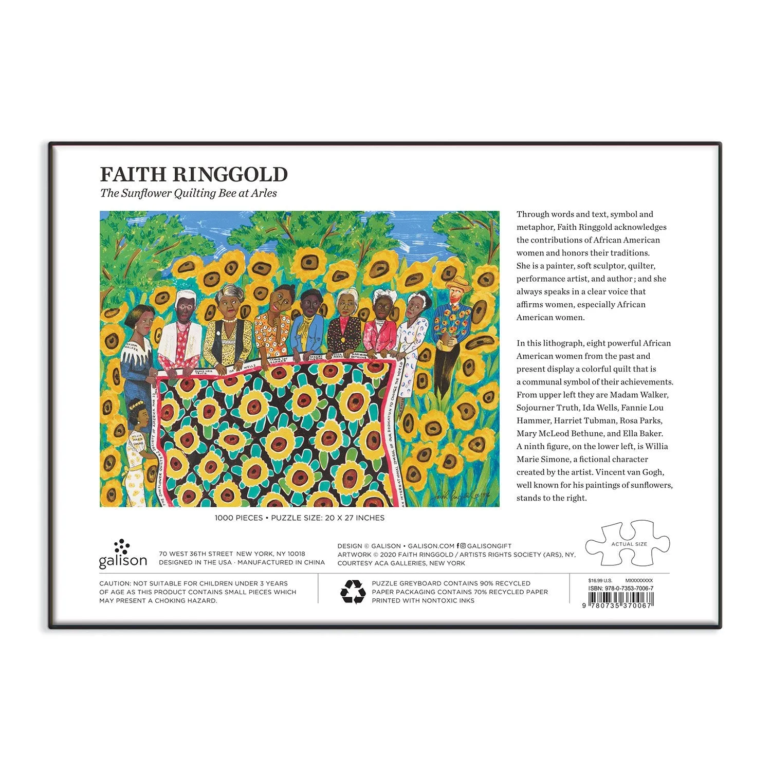 Galison Faith Ringgold Sunflower Quilting Bee puslespil 1000 brikker kunst